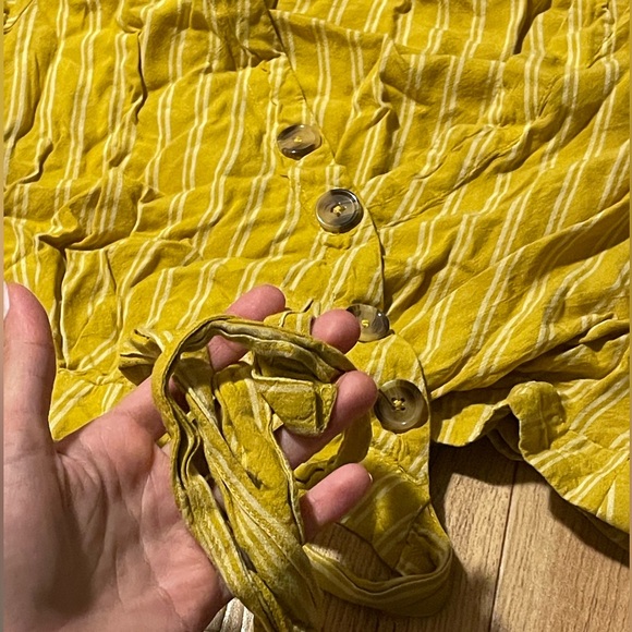 Blue Rain mustard yellow wrap shirt with ruffle short sleeve - Picture 2 of 7